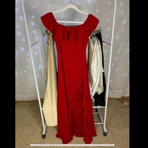 Red Maxi Dress with High-Slit